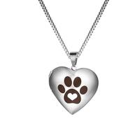 Cupimatch Herz Medaillon zum Öffnen: Damen Herren Haustier Bilder Halskette mit Pfoten-Motiv für 2 Fotos Elegant Edelstahl Herzanhänger mit 61cm Kette Geschenke für Eltern Kinder Familienmitglieder