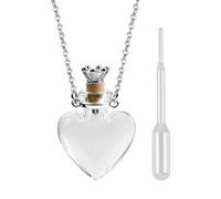 Cupimatch Mini Herz Glasfläschchen Anhänger Halskette: Glas Flasche Erinnerungsschmuck mit Pipette für Parfüm Asche Blut Emotionaler Gedenkanhänger für Damen Frauen