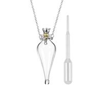 Cupimatch Mini Tropfenform Glasfläschchen Anhänger Halskette: Glas Flasche Erinnerungsschmuck mit Pipette für Parfüm Asche Blut Emotionaler Gedenkanhänger für Damen Frauen