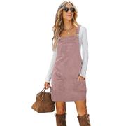 CUPSHE Damen Cord, Herbstkleid, Latztasche, quadratischer Ausschnitt, breiter Riemen, lässiger Overall, Minikleid, Helles Violett, XX Large