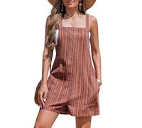 CUPSHE Damen Jumpsuit Baumwolle Ärmellos Strampler Weites Bein Taschen Vorne Kurz Overall Sommer Strand Lose Hosenanzug