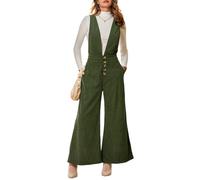CUPSHE Damen Jumpsuit Tiefer V-Ausschnitt Ärmellos Overall Knopfleiste Weite Beine Elegant Herbst Winter Outfit
