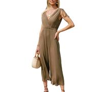 CUPSHE Damen Jumpsuit V Ausschnitt Wrap Ärmellos Krawatte Schulter Weites Bein Sommer Elegant Overall, olivgrün, M