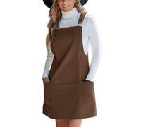 CUPSHE Damen Latzrock Ärmellos Quadratischer Ausschnitt Cord Latzkleid Overallkleid Freizeitkleider Corduroy Mini Dress