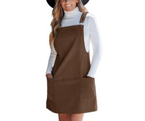 CUPSHE Damen Latzrock Ärmellos Quadratischer Ausschnitt Cord Latzkleid Overallkleid Freizeitkleider Corduroy Mini Dress
