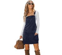 CUPSHE Damen Latzrock Quadratischer Ausschnitt Hosenträger Taschen Cord Latzkleid Overallkleid Freizeitkleider Corduroy Mini Dress Weinrot S