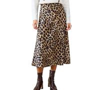 CUPSHE Damen Satin Midirock Elegant A-Linie Hochtailliert Leicht Meerjungfrau Rock Für Büro Abend Freizeit Beige Leopard L
