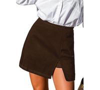 CUPSHE Damen Skort Hochtailliert Mit Seitenschlitz A-Linien-Minirock Mit Integrierten Shorts Für Freizeit Und Urlaub Braun M