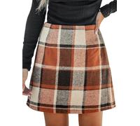 CUPSHE Karierter Minirock, Klassischer Preppy-Stil Damenrock, Modischer Herbst-Winter Minirock, Ziegelrot,XL