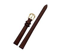 Cupsofu Damen Rindsleder Armband, 7mm, Braun-Gold, Dornschließe, Uhrenarmband für Quarzuhr