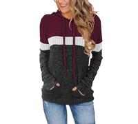 Cuptacc Hoodie Damen Pullover Sportlich Kapuzenpullover Für Damen Elegant Hoody Mit Kapuze Ausgefallene Weinrotgrau XXL 50-52