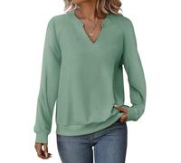 Cuptacc Pullover Damen Winter Langarmshirt Herbst Oberteile Graugrün M