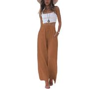 Cuptacc Sommerhose Damen Leicht Stoffhose Damen Elegant Schlupfhose Mit Taschen Weite Hosen Sommer Orangerot XS