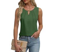 Cuptacc Tank Top Damen Ärmellos V-Ausschnitt Blusentop Damen Sommer Casual Einfarbig Basic Tanktops Frauen Armee Grün, XXL 50-54