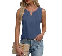 Cuptacc Tank Top Damen Ärmellos V-Ausschnitt Blusentop Damen Sommer Casual Einfarbig Basic Tanktops Frauen Dunkel Blau, XXL 50-54