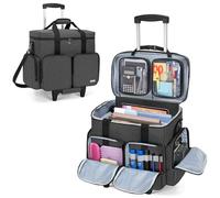 CURMIO Lehrertasche mit Rollen Damen, Arbeitstasche mit Laptopfach, Schwarz | Abnehmbarer Trolley & Klarsichttaschen, Bis zu 15,6 Zoll Laptop, für Lehrerbedarf/ Werkzeuge/ Bürobedarf/ Kunsthandwerk