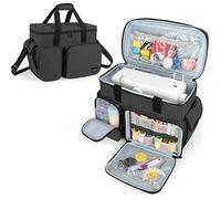 CURMIO Nähmaschinentasche, Tasche für Nähmaschinen & Zubehör, Schwarz | Mehrere Taschen, Rutschfeste Gummifüße, Abnehmbaren Schultergurt, Kompatibel mit Singer/ Brother/ Janome, Leere Tragetasche