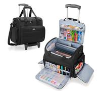 CURMIO Scrapbook Tasche mit Rädern, Rolling Scrapbook Tote mit Erweiterbarer Aktenordner Fach, Handarbeitstasche für Scrapbooking, Papier, Kleber, Klebeband, Schwarz (Nur Tasche)