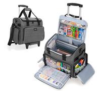 CURMIO Scrapbook Tasche mit Rädern, Rolling Scrapbook Tote mit Erweiterbarer Aktenordner Fach, Handarbeitstasche für Scrapbooking, Papier, Kleber, Klebeband, Grau (Nur Tasche)