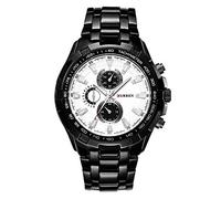 Curren 8023 Herren-Sport-Armbanduhr, wasserdicht, Edelstahl, Quarz-Armbanduhr Black black white