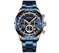 CURREN 8355 Classic Business Quarz Herrenuhr 3ATM Wasserdicht Grosses Gehäuse Grosses Zifferblatt Leuchtende Armbanduhr Sekunde Chronograph 24-Stunden DREI Unterzifferblätter Armbanduhr