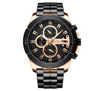 CURREN Business Herrenuhr Luxusmarke Edelstahl Armbanduhr Chronograph Armee Militär Quarz Uhren Relogio Masculino (Roségold Schwarz), Roségold Schwarz, Chronograph, Quarzuhren