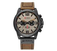 Curren Chronograph Fashion Trend Multifunktionale wasserdichte Quarzuhr Lederband Militäruhr Braun Luxus