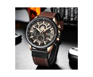 CURREN Fashion Herrenuhr Top-Marke Lederarmbanduhr Chronograph Sport Quarzuhr Geschenk für Männer