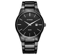 CURREN Herren-Armbanduhr, klassisch, schwarz/silberfarben, Stahlband, Quarz, analog, Armbanduhr mit Datumsanzeige, Schwarz / Schwarz, Schwarz, Klassisch