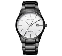 CURREN Herren-Armbanduhr, klassisch, schwarz/silberfarben, Stahlband, Quarz, analog, mit Datumsanzeige, Schwarz / Weiß, schwarz / weiß, Armband
