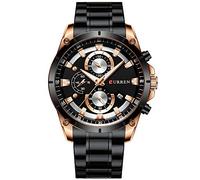 CURREN Herren-Armbanduhr Mehrere Zeitzonen Datumsanzeige Stahl Business Quarzuhr Schwarz 8360