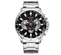 Curren Herren-Armbanduhr mit drei Unterzifferblättern, Datumsanzeige, Stahl, Sport, Quarz, Silber 8363