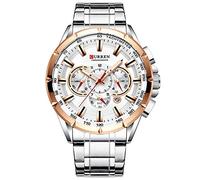 Curren Herren-Armbanduhr mit drei Unterzifferblättern, Datumsanzeige, Stahl, Sport, Quarz, Weiß 8363