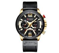 CURREN Herren-Armbanduhr, Quarz, analog, Kalender, Armbanduhr für Herren, modisch, wasserdicht, Edelstahlband, schwarz, braun, Gurt