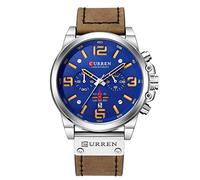 CURREN Herrenuhren, Militär-Uhren für Herren, Lederarmband, analog, Quarz, Chronograph, Datumsanzeige, Sportuhr für Herren, Blau, Chronograph, Quarz-Uhrwerk