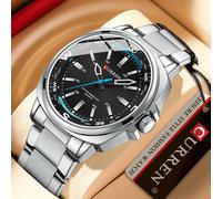 CURREN Men's Ice Blue Quartz Sports Watch Stainless Steel Casual Wristwatch Wate...