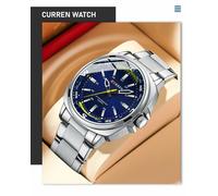 CURREN Men's Ice Blue Quartz Sports Watch Stainless Steel Casual Wristwatch Wate...