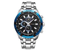 CURREN Original Herren Sport Wasserdicht Edelstahl Quarz Armbanduhr 8023, Blau, Silber, Schwarz, Modern