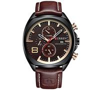 CURREN Quarzuhren für Herren Original Marke Multifunktion Kalender Stil Wasserdicht Jungen Leder Armbanduhr 8324, Farbe: Braun, Quarzuhren