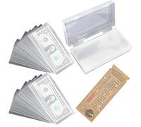 Currency Sleeves, OPP Clear Paper Money Protection Storage Pockets | 100 Pack with Storage Box for Banknotes, Bills, Tickets and Souvenirs | Transparent Protective Sleeves for Collecting,