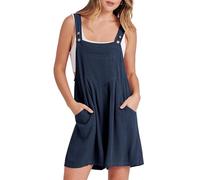 Curvachic Verstellbarer Riemen Lose Lätzchen Strampler Damen 2024 Kurze Overalls Sommer Casual Lose Kurze Latzhose, marineblau, 50