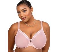 Curvy Couture, Damen-BHS aus durchsichtigem Netzstoff mit vollständiger Abdeckung, ungefüttert, sexy, stützende, durchsichtige BHS in Übergröße, Rote Rose, 95F