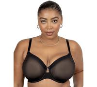 Curvy Couture Damen Sheer Mesh Full Coverage Unlined Underwire Bra BH mit voller Abdeckung, Durchsichtig, schwarzer Farbton, 70E