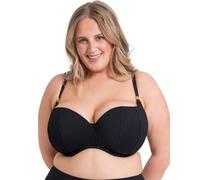 Curvy Kate Damen Jet Set Padded Balcony Top Bikini, Blickdicht, Schwarz, 65FF