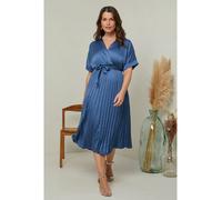 Curvy Lady Plisseekleid in Blau - Größe 40/42 | Damen Kleider