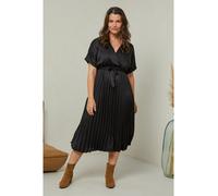 Curvy Lady Plisseekleid in Schwarz - Größe 40/42 | Damen Kleider