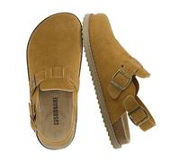 CUSHIONAIRE Brooklyn Suede Womens Slides- Comfortable Clog Mules with Adjustable Buckles - Summer Shoes for Women