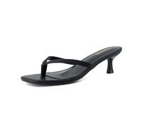 CUSHIONAIRE Miami Kitten Heels für Damen, Zehentrenner, Flip-Flop-Absatz-Sandalen mit Memory-Schaum, Slipper, elegante Sandalen, ebenholz, 11