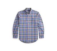 Custom-Fit Tattersall-Oxfordhemd L Blue