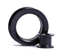 Custom Plugs 2 Stück Schwarze Silikon-Doppel-Flare-Tunnel-Gauge-Plugs Piercing-Schmuck 3 mm bis 50 mm, 50mm, Silikon, Kein Edelstein